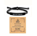 Black "God Is In Control" Adjustable Bracelet